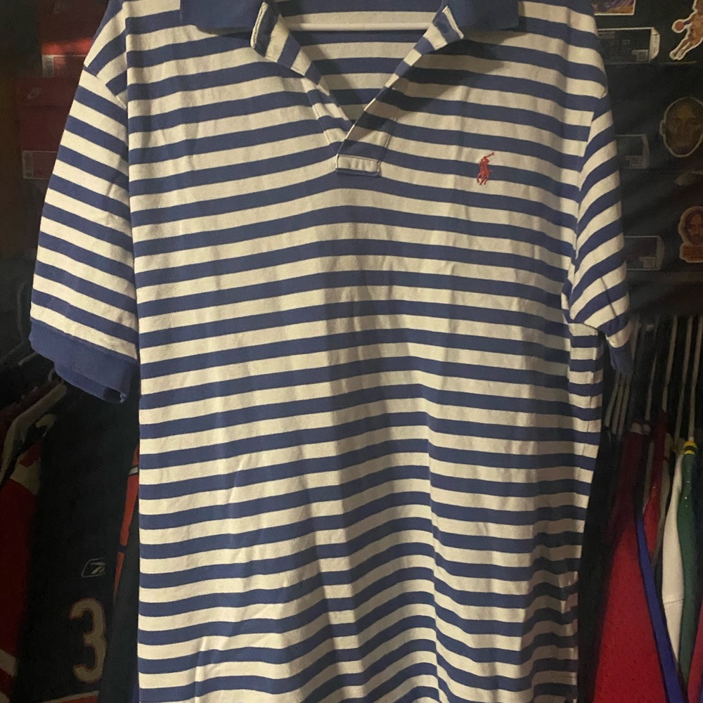 Polo by Ralph Lauren Blue and White Striped Men's Shirt